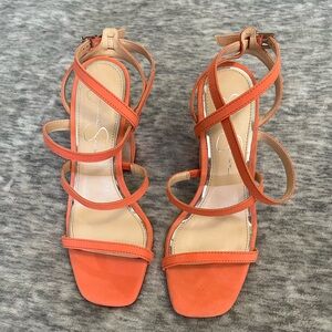 Sexy strapped coral Jessica Simpson heels!